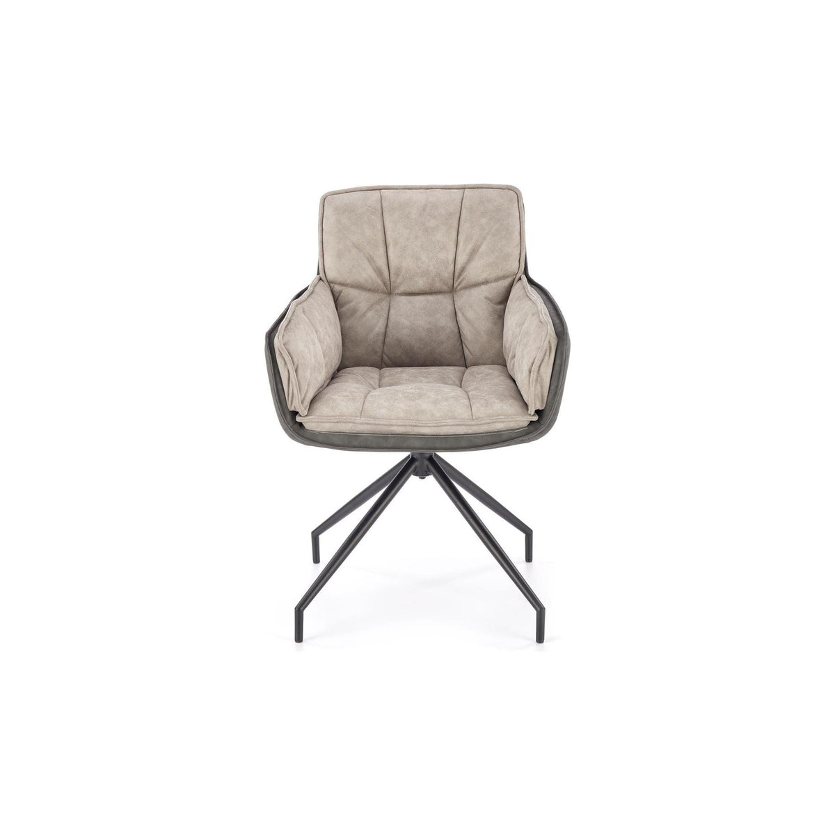 Scaun rotativ K523, gri/negru, stofa/piele ecologica, 85x61x61 cm