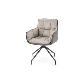 Scaun rotativ K523, gri/negru, stofa/piele ecologica, 85x61x61 cm