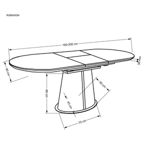 Masa extensibila ROBINSON, bej/alb, ceramica/otel, 160-200x90x76 cm