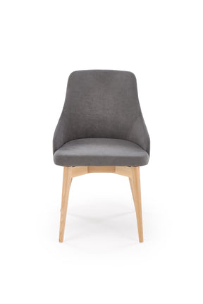 Scaun rotativ MALAGA, gri/stejar, stofa clasica/lemn, 50x53x79 cm