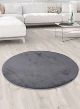 Covor 202BLY1364, 80x80 cm, forma rotunda, poliester, gri inchis