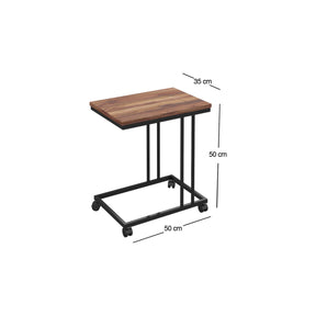 Masuta pe role TKRCZGN001, negru/stejer, PAL melaminat/metal, 50x35x50 cm,