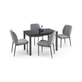 Set masa cu 4 scaune JASPER, negru/gri, sticla/otel