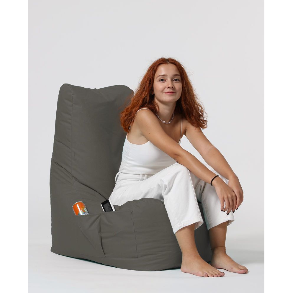Fotoliu puf DIAMOND, poliester, gri, 60×90×35 cm