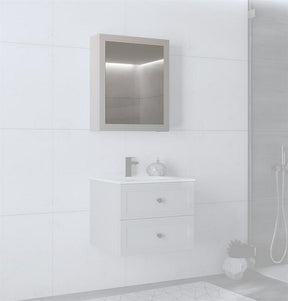 Dulap baie TORETO, casmir mat, PAL laminat, cu oglinda, 60x15x70 cm