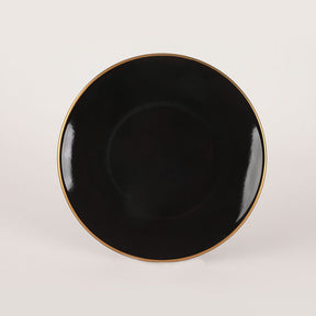 Set cina 275KRM1663, 44 piese, negru cu insertii aurii, 100% gresie ceramica
