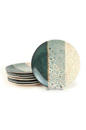 Set 6 farfurii desert 275KRM1845, verde/crem, ceramica, 20 cm