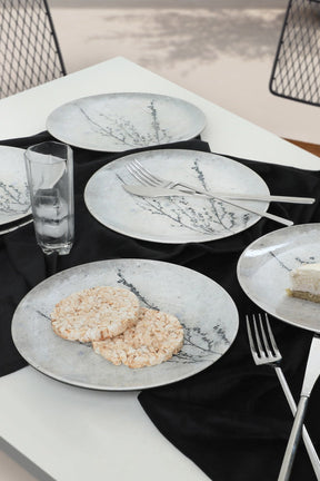 Set 6 farfurii desert 275KRM1955, gri/verde, ceramica, 20 cm