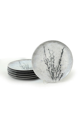 Set 6 farfurii desert 275KRM1955, gri/verde, ceramica, 20 cm