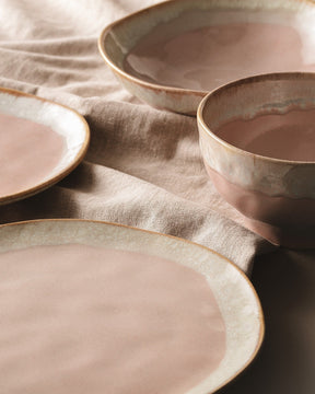 Set de cina 275KRM2186, 18 piese, roz, ceramica