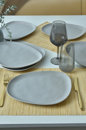Set 6 farfurii desert 275KRM2212, gri, ceramica, 30 cm