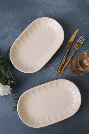 Set 2 platouri X00017600, roz, ceramica, 15x25 cm