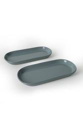 Set 2 platouri X00017767, verde, ceramica, 14x28 cm