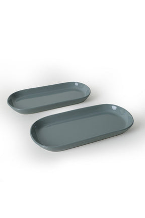 Set 2 platouri X00017767, verde, ceramica, 14x28 cm