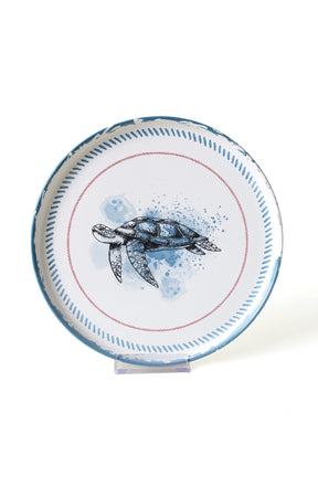Set 6 farfurii 275KRM2321, alb/albastru, ceramica, 22 cm