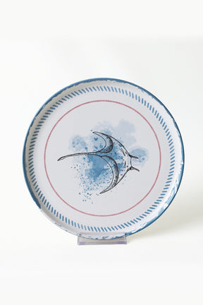 Set 6 farfurii 275KRM2321, alb/albastru, ceramica, 22 cm
