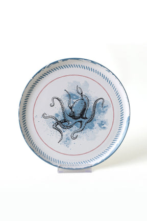 Set 6 farfurii 275KRM2321, alb/albastru, ceramica, 22 cm