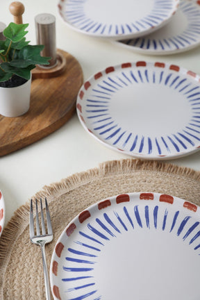 Set 6 farfurii 275KRM2324, alb/albastru, ceramica, 22 cm