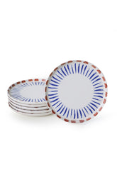Set 6 farfurii 275KRM2324, alb/albastru, ceramica, 22 cm