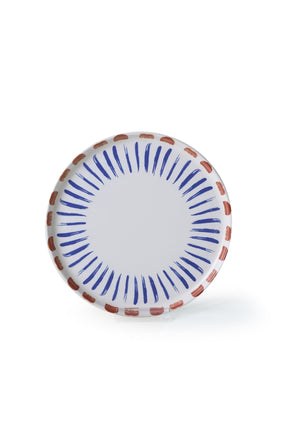 Set 6 farfurii 275KRM2324, alb/albastru, ceramica, 22 cm