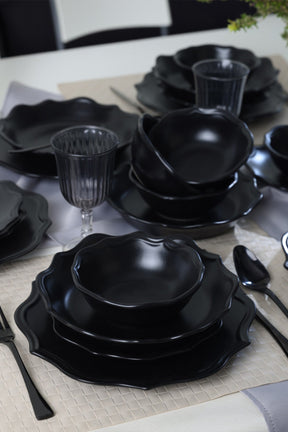 Set de cina 275KRM2341, 24 piese, negru mat, ceramica