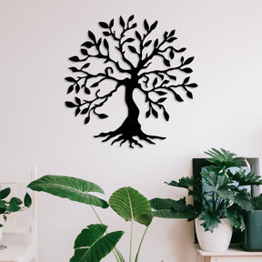 Accesoriu decorativ Tree Metal Wall, negru, metalic, copac, 60x60 cm