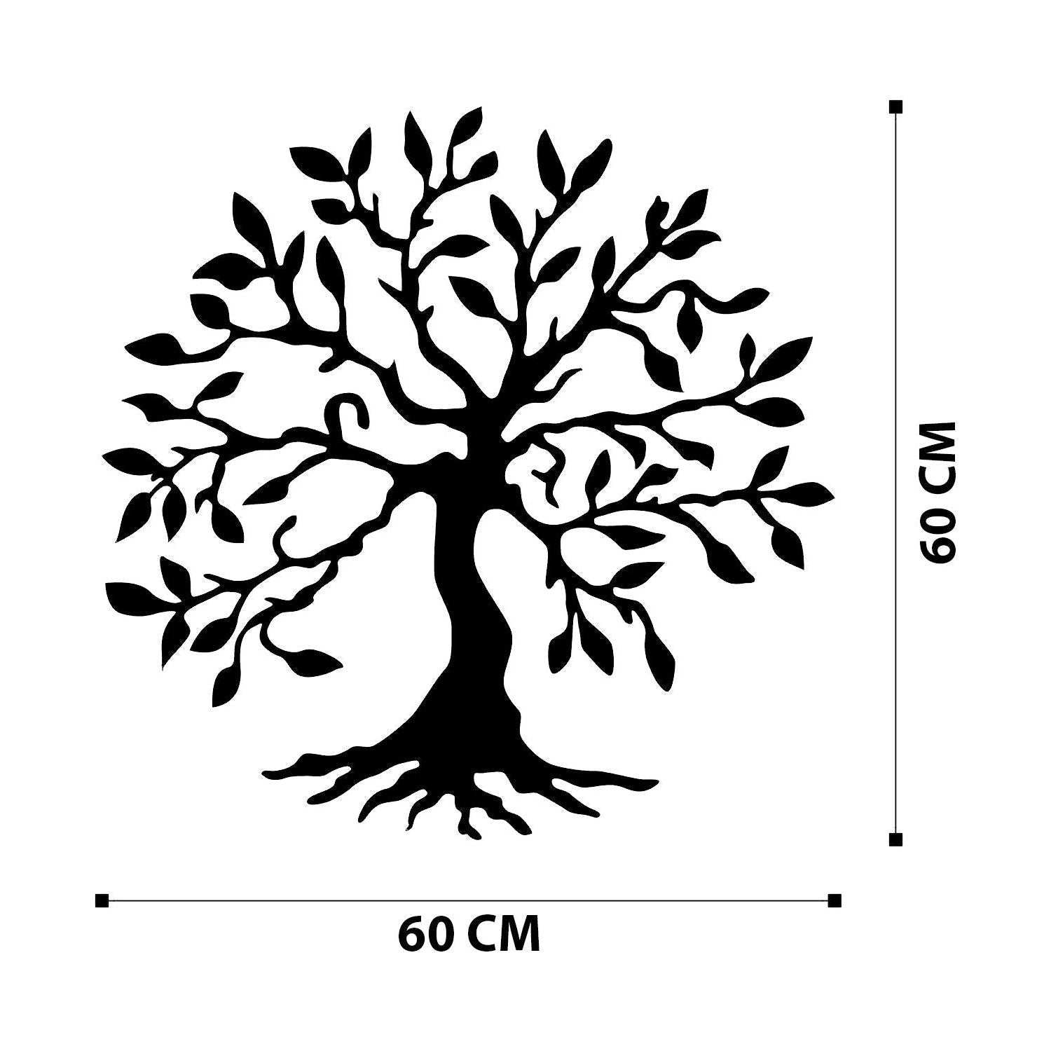 Accesoriu decorativ Tree Metal Wall, negru, metalic, copac, 60x60 cm