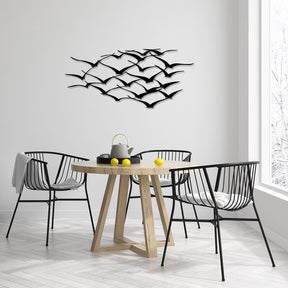 Sticker de perete Herd Of Birds, negru, metal 100%, 120x55 cm