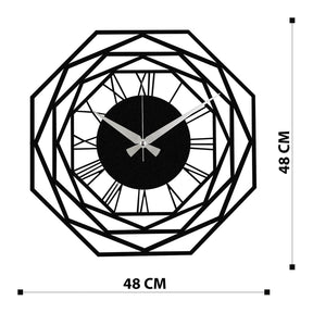 Ceas de perete Enzoclock - S012, negru, metal, 48x48 cm