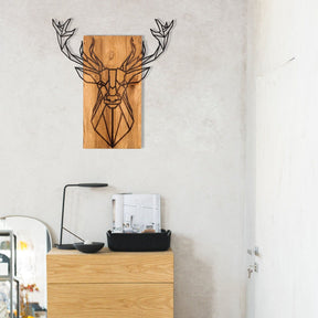 Accesoriu decorativ de Craciun  Deer, negru/nuc, metal/lemn, 61x66 cm