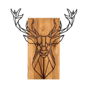 Accesoriu decorativ de Craciun  Deer, negru/nuc, metal/lemn, 61x66 cm