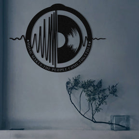 Decoratiune de perete My Music v3, negru 100% metal, 60x43 cm