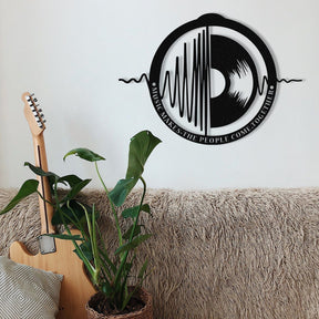 Decoratiune de perete My Music v3, negru 100% metal, 60x43 cm