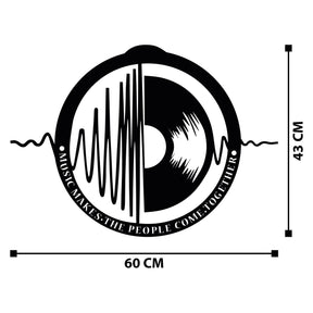 Decoratiune de perete My Music v3, negru 100% metal, 60x43 cm