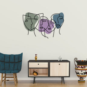 Decoratiune perete KUBIZM 27, metal, multicolor, 70×50 cm