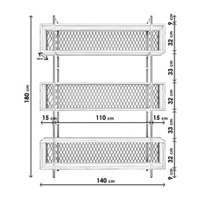 Raft L1159, 100% pal melaminat, negru, 140x180x34 cm