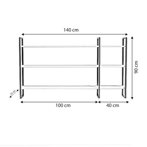Raft WEIDEN L2026, stejar/negru, PAL melaminat/metal, 140x25x90 cm