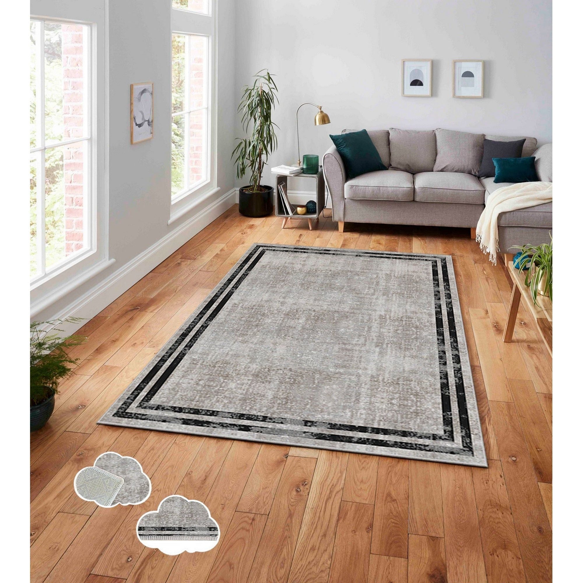 Covor, 160x230 cm, forma dreptunghiulara, poliester, bej/negru, ASR CRPT-129