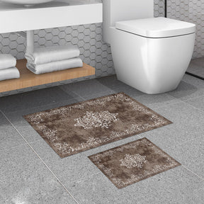 Set 2 covorase baie 510616, forma dreptunghiulara, poliester, maro