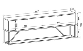 Comoda TV 304THD1501, negru, PAL melaminat, 180x28x61 cm