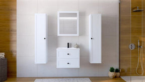 Dulap baie TORETO, alb mat, PAL laminat, cu oglinda, 60x15x70 cm