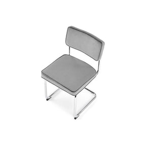 Scaun tapitat K510, gri, stofa catifelata/otel cromat, 49x55x85 cm