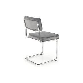 Scaun tapitat K510, gri, stofa catifelata/otel cromat, 49x55x85 cm