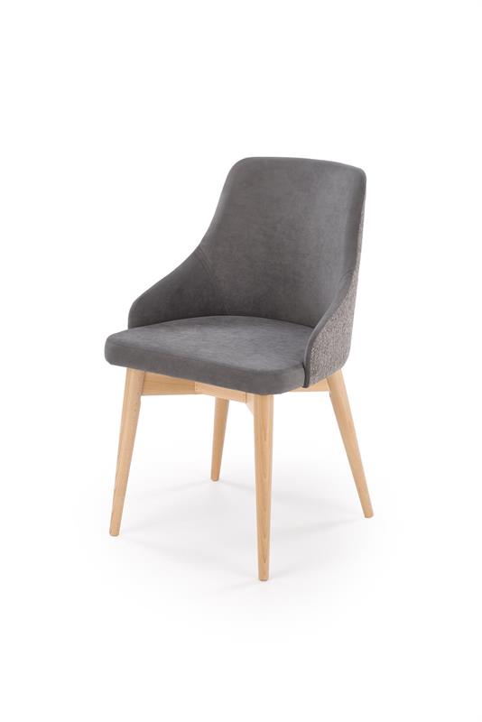 Scaun rotativ MALAGA, gri/stejar, stofa clasica/lemn, 50x53x79 cm