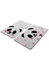Set 3 covorase baie PANDA, forma dreptunghiulara, acril, multicolor