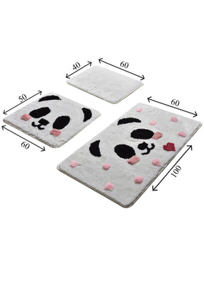 Set 3 covorase baie PANDA, forma dreptunghiulara, acril, multicolor