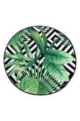 Covoras baie TROPIC DJT, 100x100 cm, forma rotunda, poliester, verde/negru
