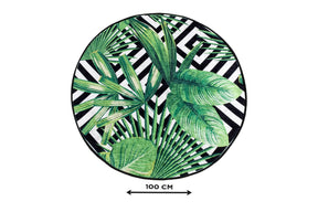 Covoras baie TROPIC DJT, 100x100 cm, forma rotunda, poliester, verde/negru