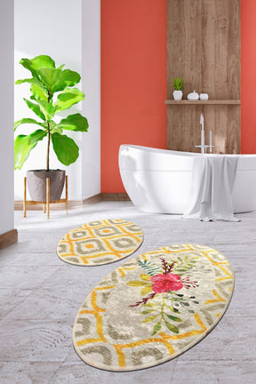 Set 2 covorase baie BLONDIE DJT, forma ovala, poliester, multicolor