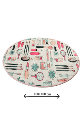 Covoras baie MAKEUP DJT, 100x100 cm, forma rotunda, poliester, multicolor
